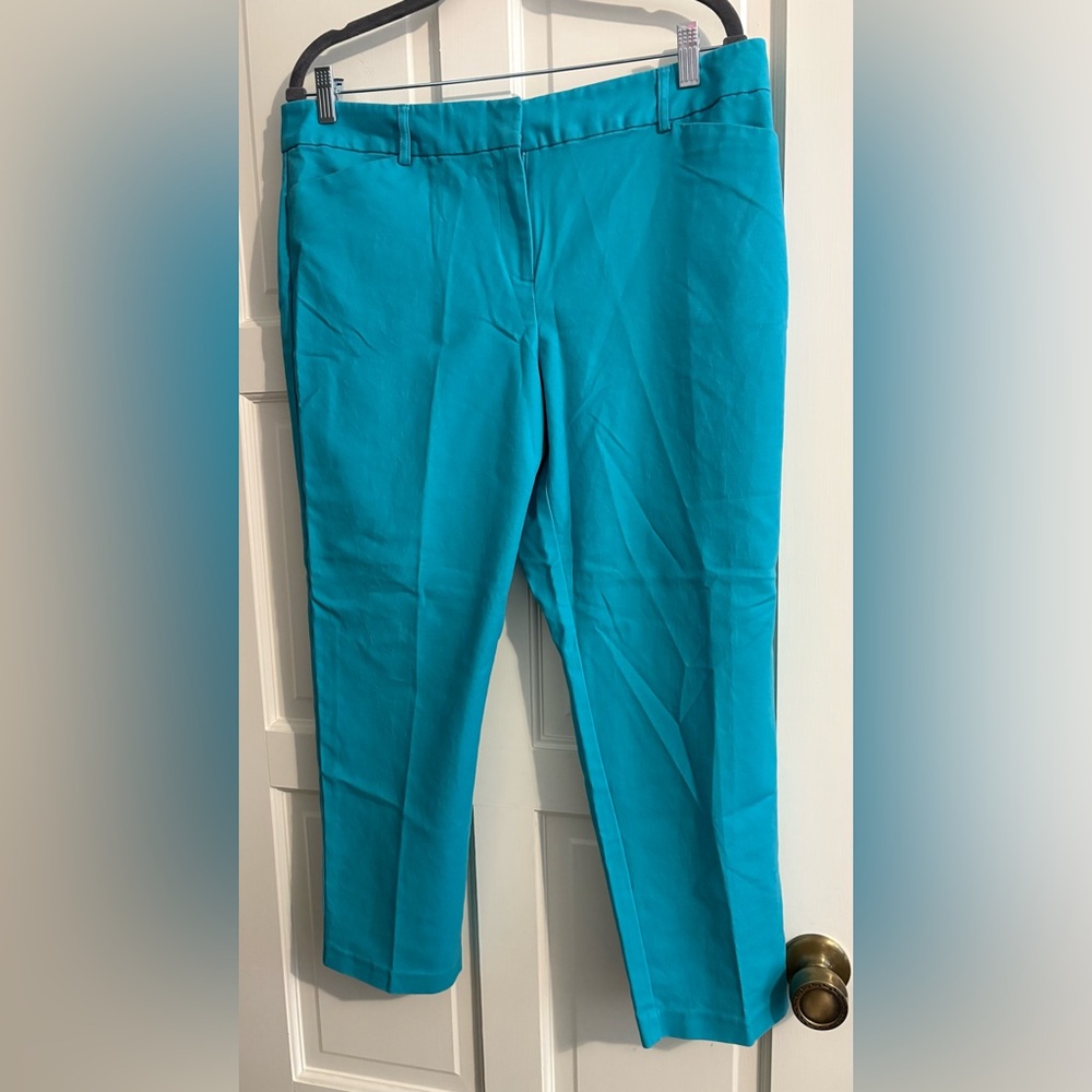 Liz Claiborne Womenโs Career Emma Teal Classic Pants Sz 14